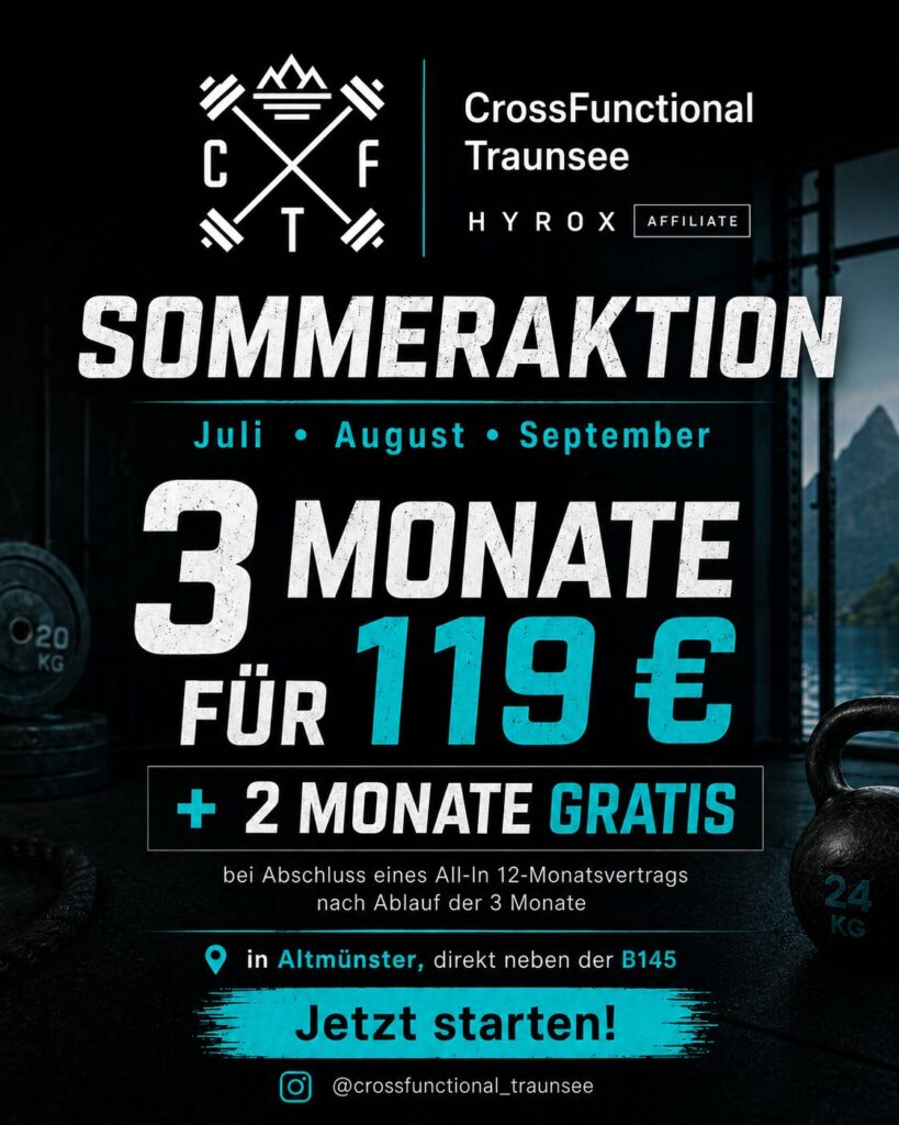 Sommeraktion für Training bei CrossFunctional Traunsee, Nähe Gmunden, in Altmünster